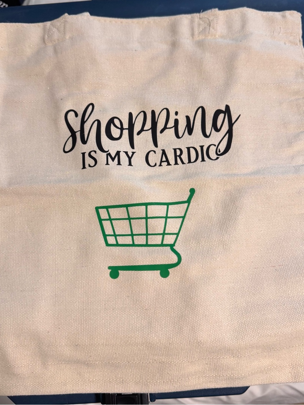 Shopping Is My Cardio Canvas Tote Bag - Green Print